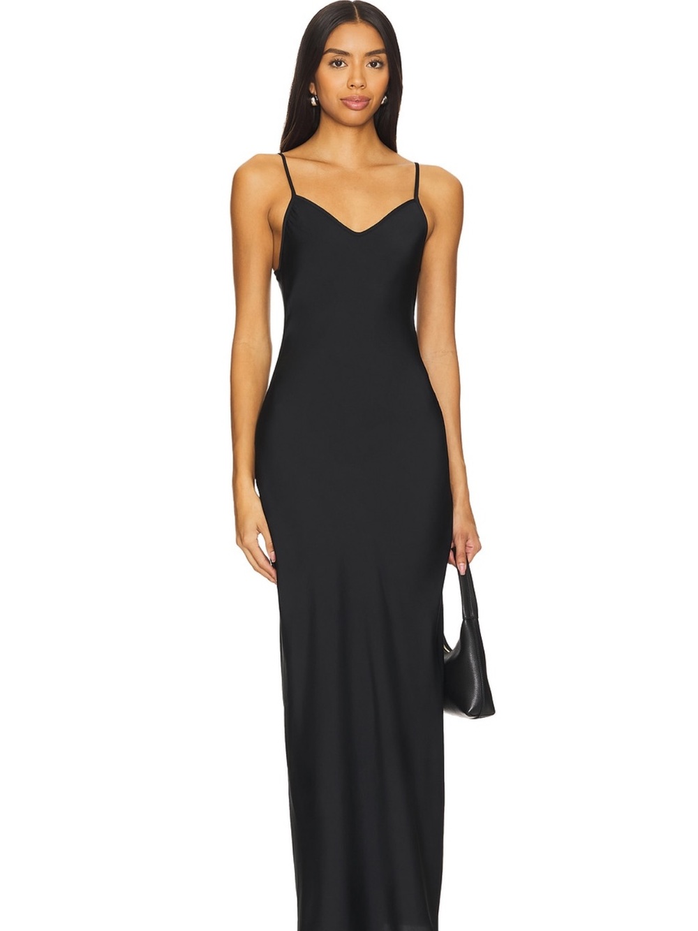 Revolve AllSaints Black Slip Silky Maxi Dress with Thin Cami Straps - Size 4